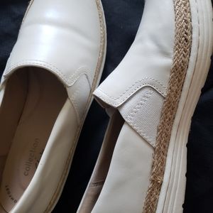 Clark slip on shoe. White
